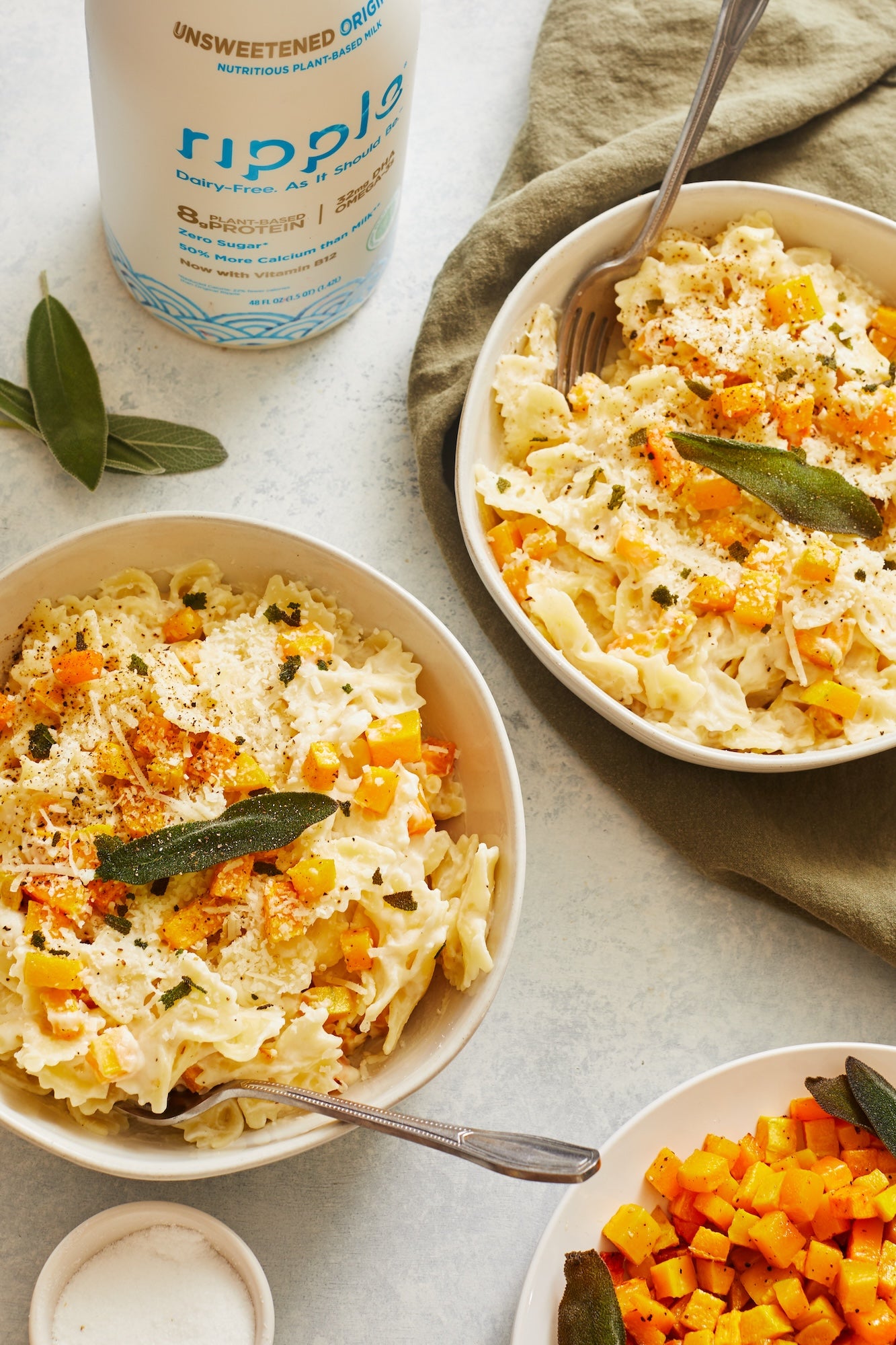 Cauliflower Alfredo with Roasted Butternut Squash Pasta
