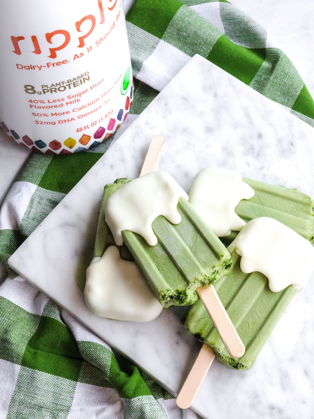 Vegan White Chocolate Dipped Matcha Pops