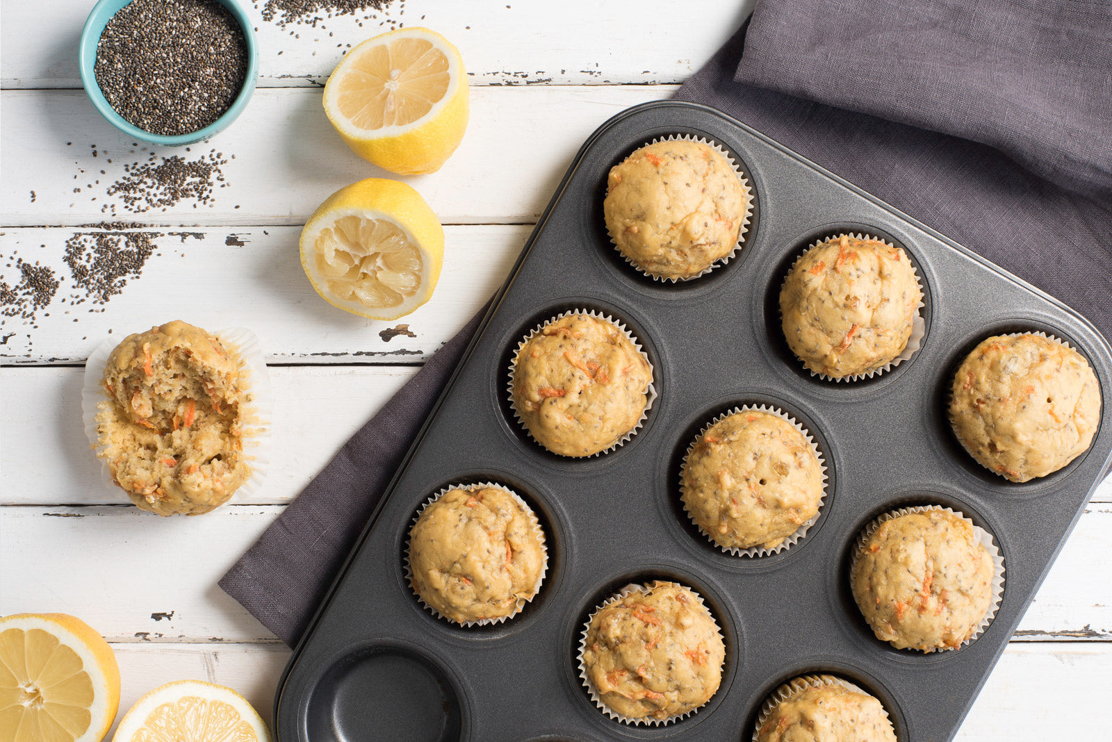 Lemon Carrot Chia Muffins