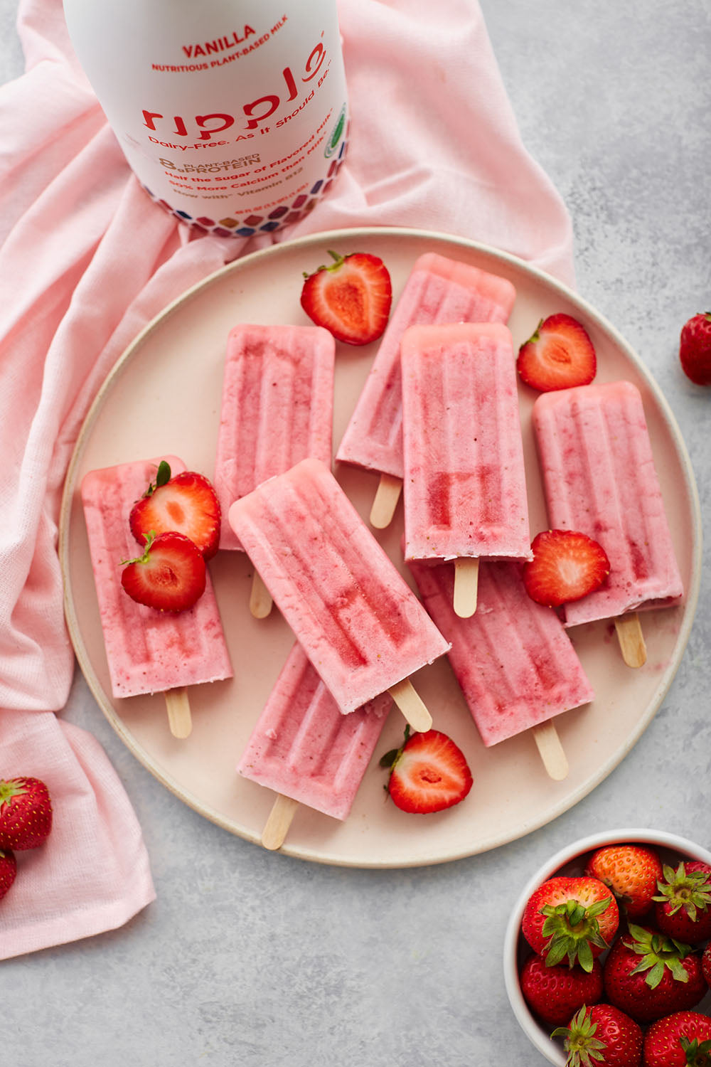 Three Ingredient Strawberry Popsicles