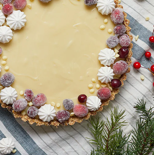 Vegan White Chocolate Cranberry Tart