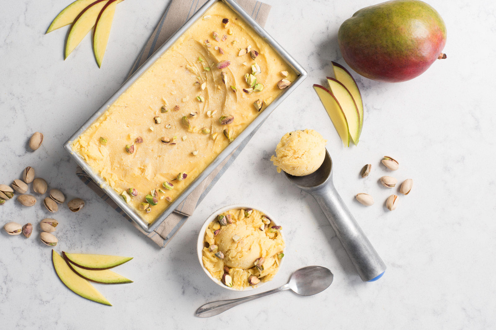 Mango Sorbet with Pistachios