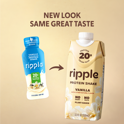 Ripple Vanilla Plant-Based Protein Shake 11 oz (Pack of 12)