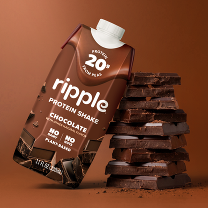 Ripple Chocolate Plant-Based Protein Shake 11 oz (12-Pack)