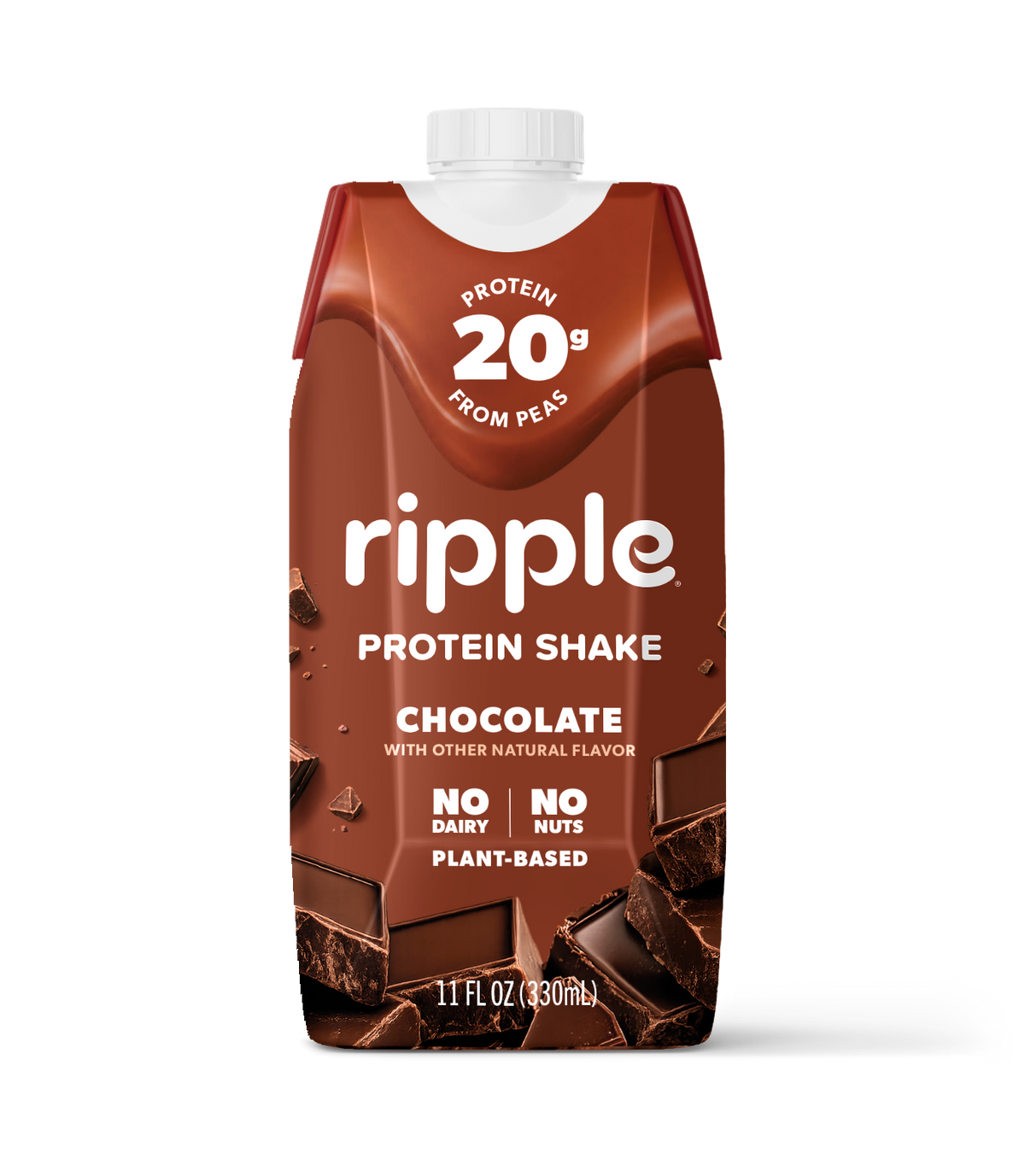 Ripple Chocolate Plant-Based Protein Shake 11 oz (12-Pack)