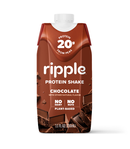 Ripple Chocolate Plant-Based Protein Shake 11 oz (12-Pack)