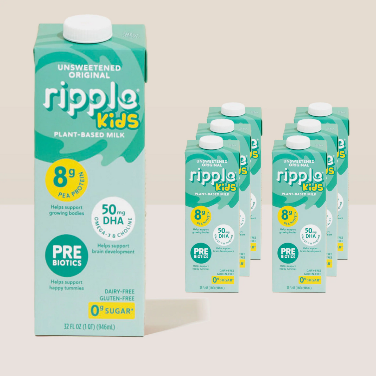 Ripple Kids Shelf-Stable Unsweetened Original Milk (6-Pack)