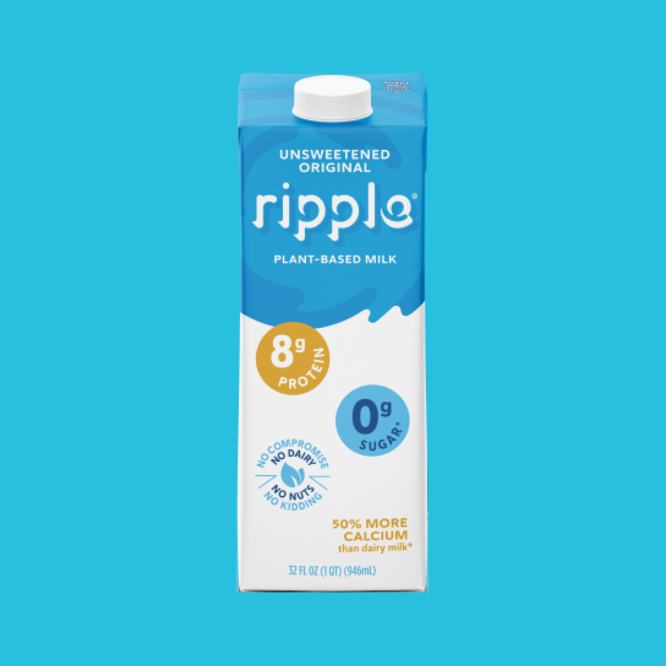 Ripple Shelf-Stable Unsweetened Original Milk (6-pack)