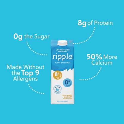 Ripple Shelf-Stable Unsweetened Original Milk (3-Pack)